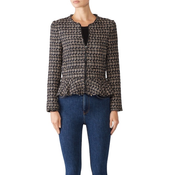 Rebecca Taylor Multi Tweed Peplum Zip Jacket - Picture 1 of 12